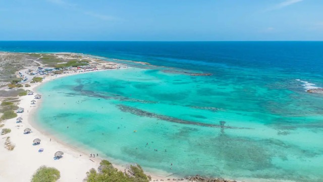 Aerial view of the shallow lagoon at Baby Beach
